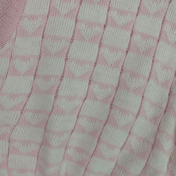 Vintage Kids Classics Girls S 4/5 Acrylic Sweater Hearts Pink White Kawaii - Picture 3 of 5